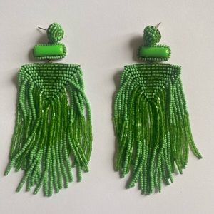 Deepa Gurnani Jodi Fringe earrings in lime green
